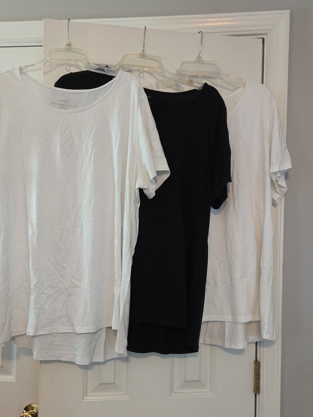 3 Pure Jill Scoop Neck Eliptical Tees 2 White & 1 Black
